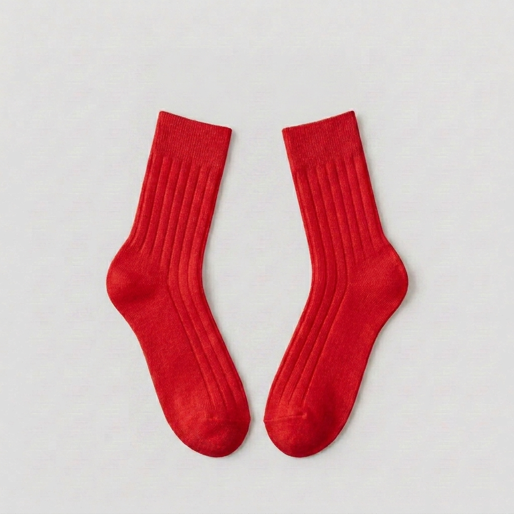 Warm Merino Wool Socks by Mocassino in Red